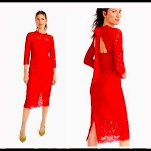 J. Crew red lace midi cocktail dress - NWT